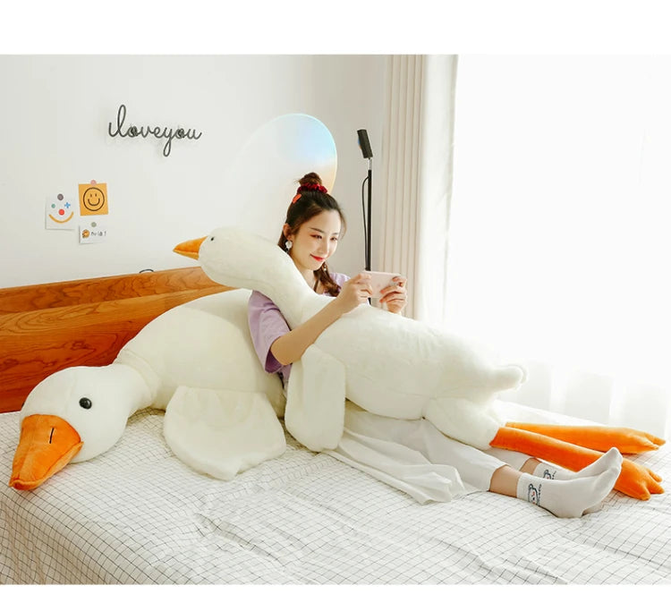 90-190cm Lovely Big White Goose Throw Pillow Plush Toy