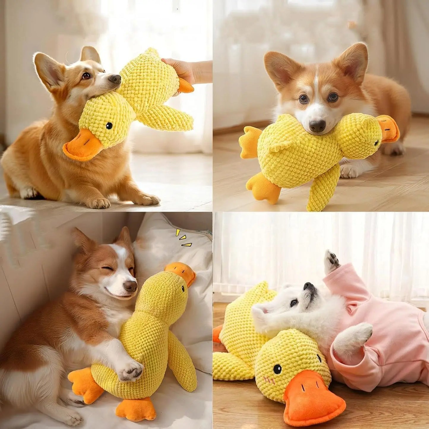 Duck dog toy plush chew resistant durable dog toy