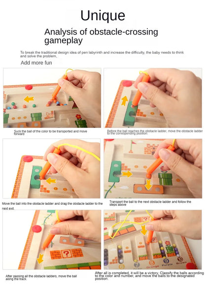 Children Magnetic Color and Number Maze Wooden Puzzle