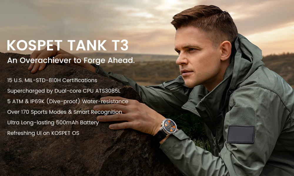 Original KOSPET TANK T3 Smart Watch For Men Military