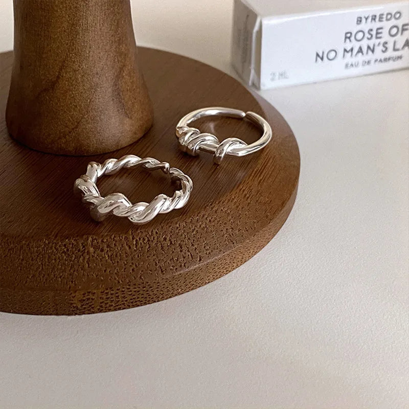 VENTFILLE 925 Sterling Silver Finger Rings Hollow Chain