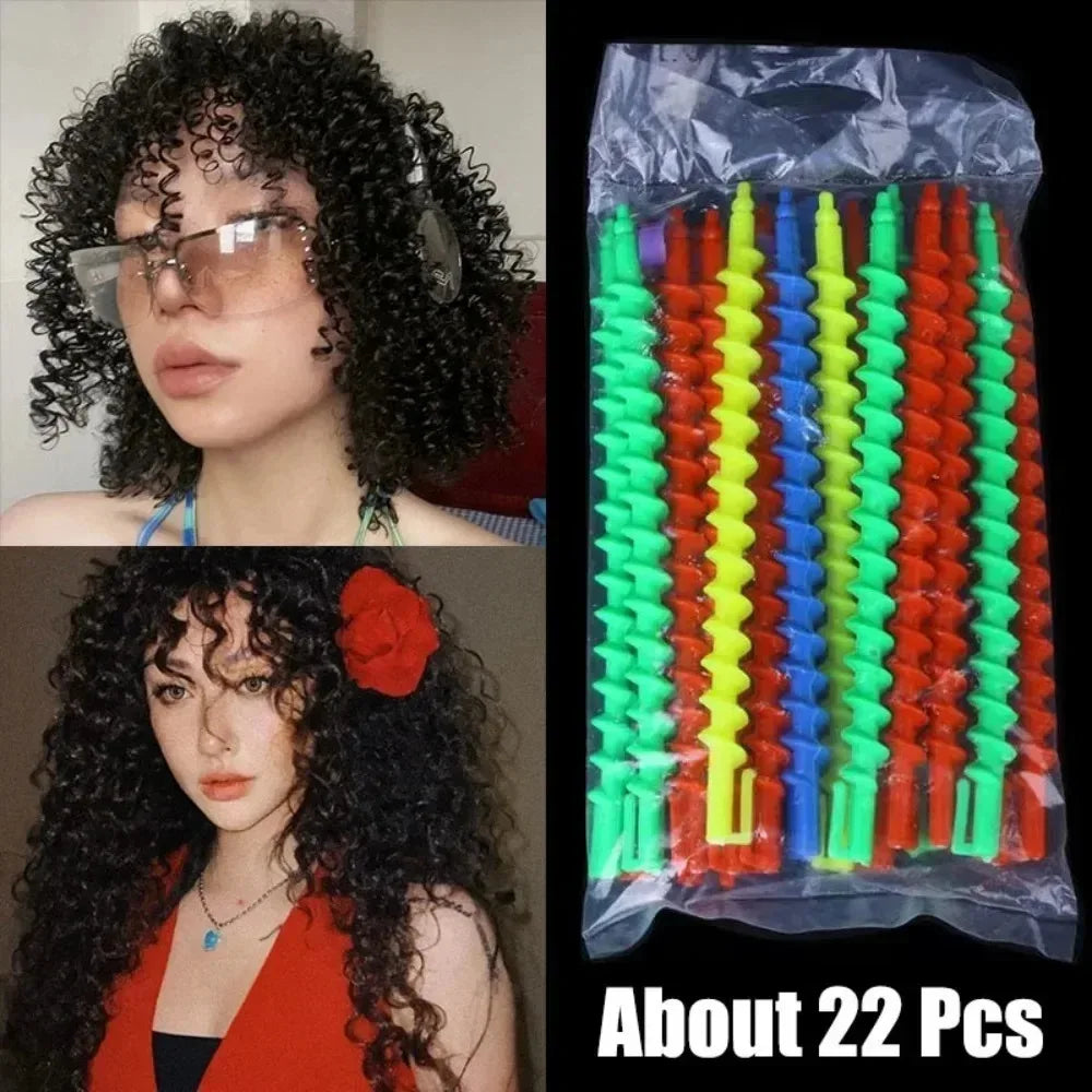Set Heatless Curls Mixed Color Spiral Hair Styling Tools
