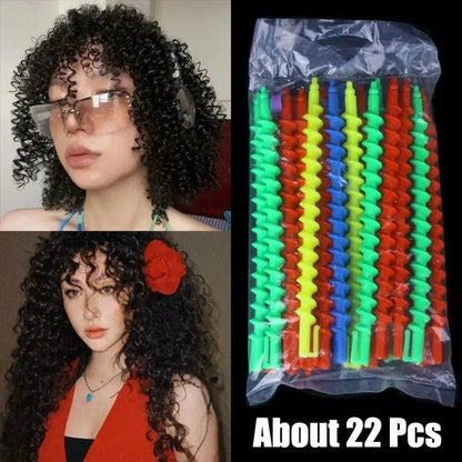 Set Heatless Curls Mixed Color Spiral Hair Styling Tools