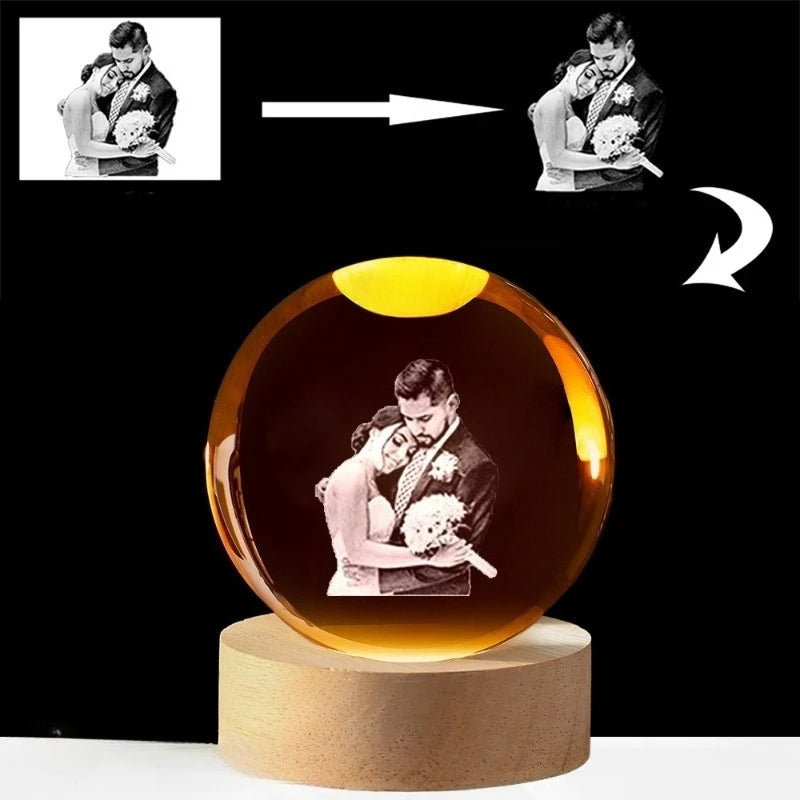 Customized personalized crystal ball night light