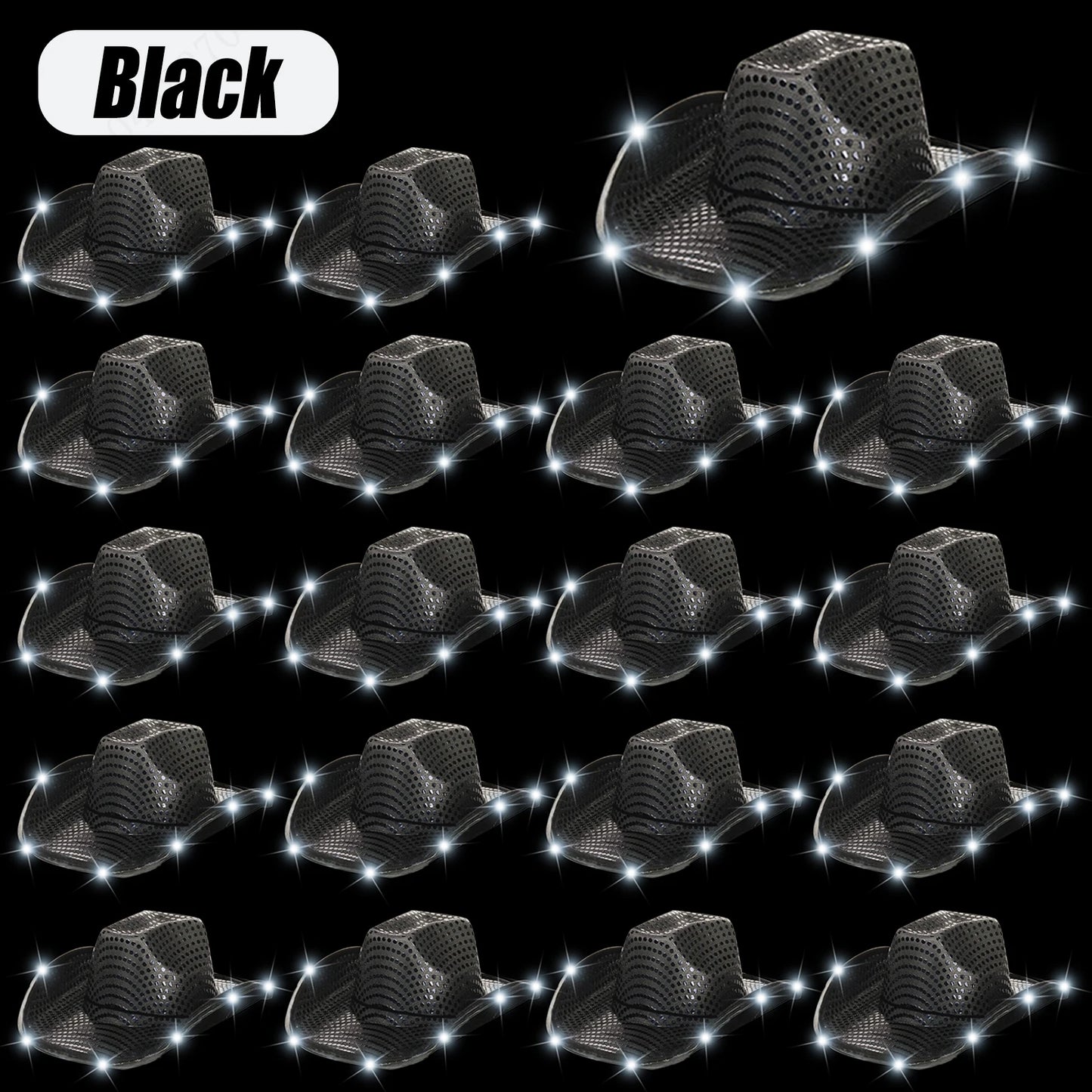 LED Cowboy Hats Bulk for Wedding Lighting up Party Hats