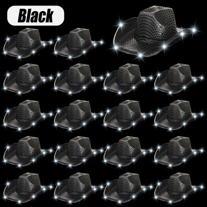 LED Cowboy Hats Bulk for Wedding Lighting up Party Hats