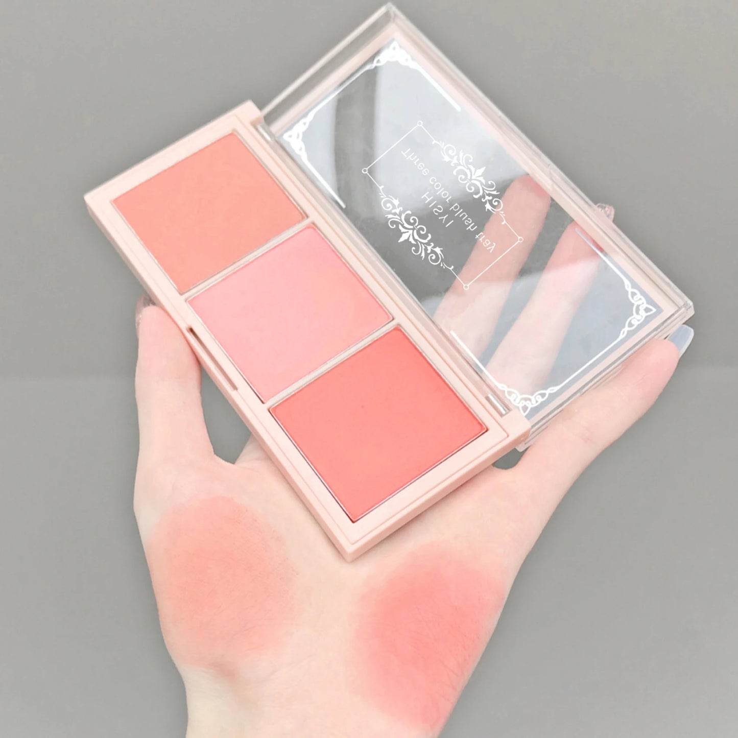 Three color blush tray rouge makeup