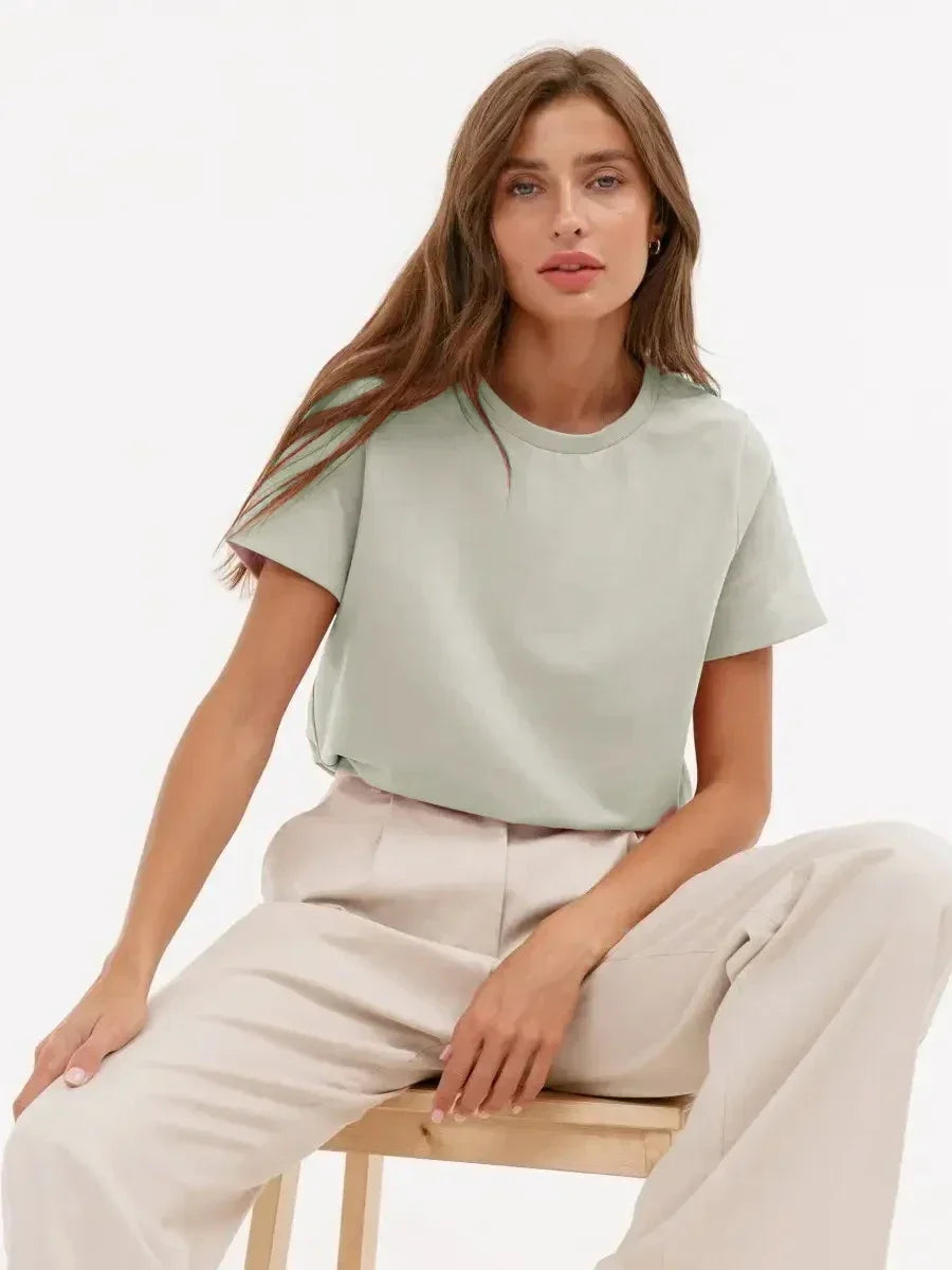 Bornladies Summer 100% Cotton Women's T-shirt Bottoming Tops