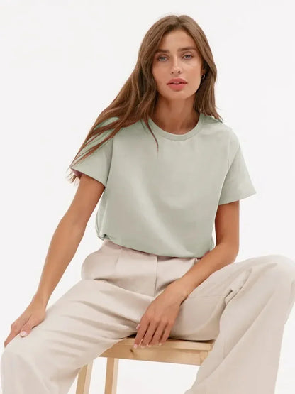 Bornladies Summer 100% Cotton Women's T-shirt Bottoming Tops