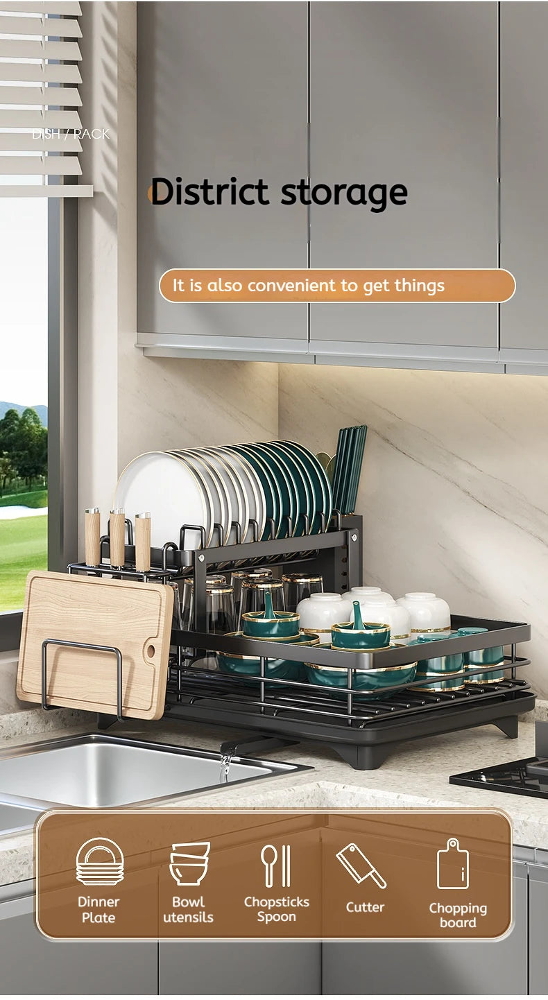 Stainless Steel Dish Drying Rack Adjustable Kitchen Plates