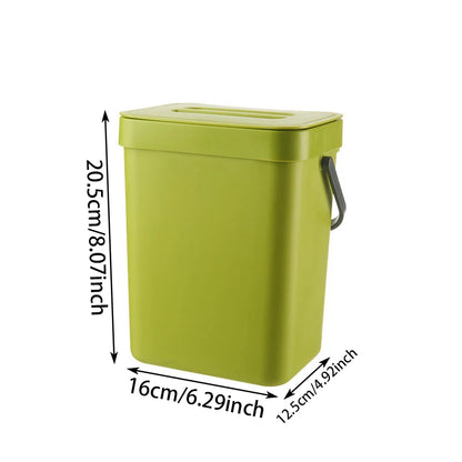 Green Trash Can Odorless Food Waste Container Wall Mounted