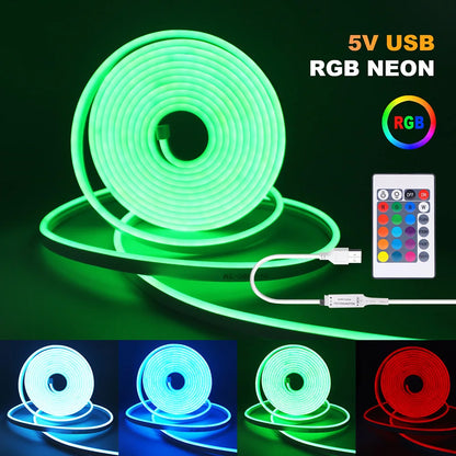 5V USB RGB LED Neon Strip Light 24key Remote Control