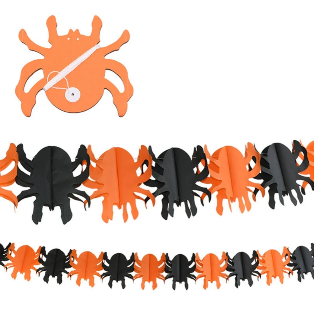 Halloween Paper Banner Spider Pumpkin