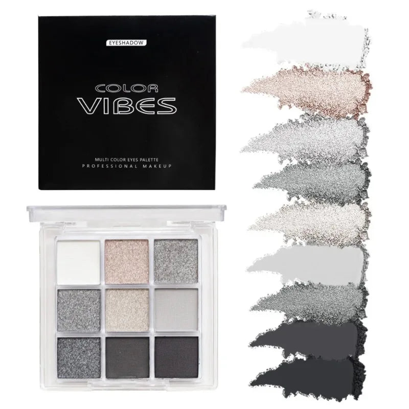 9 Colors Glitter Eyeshadow Palette Avocado Green Shimmer