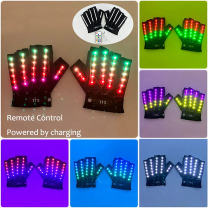 1set Luminous Glowing Glasses and Gloves Remote Control