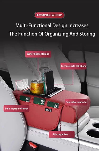 Usb Portcar Armrest Box Booster Pad With Usb Port Multi-Function