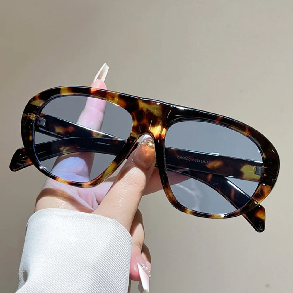 new fashion leopard gradient oval sunglasses for women