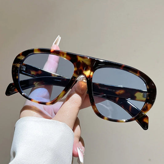 new fashion leopard gradient oval sunglasses for women