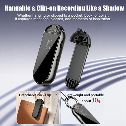 Mini AI Voice Recorder Pen, 30.6g, Magnetic Clip-on Design