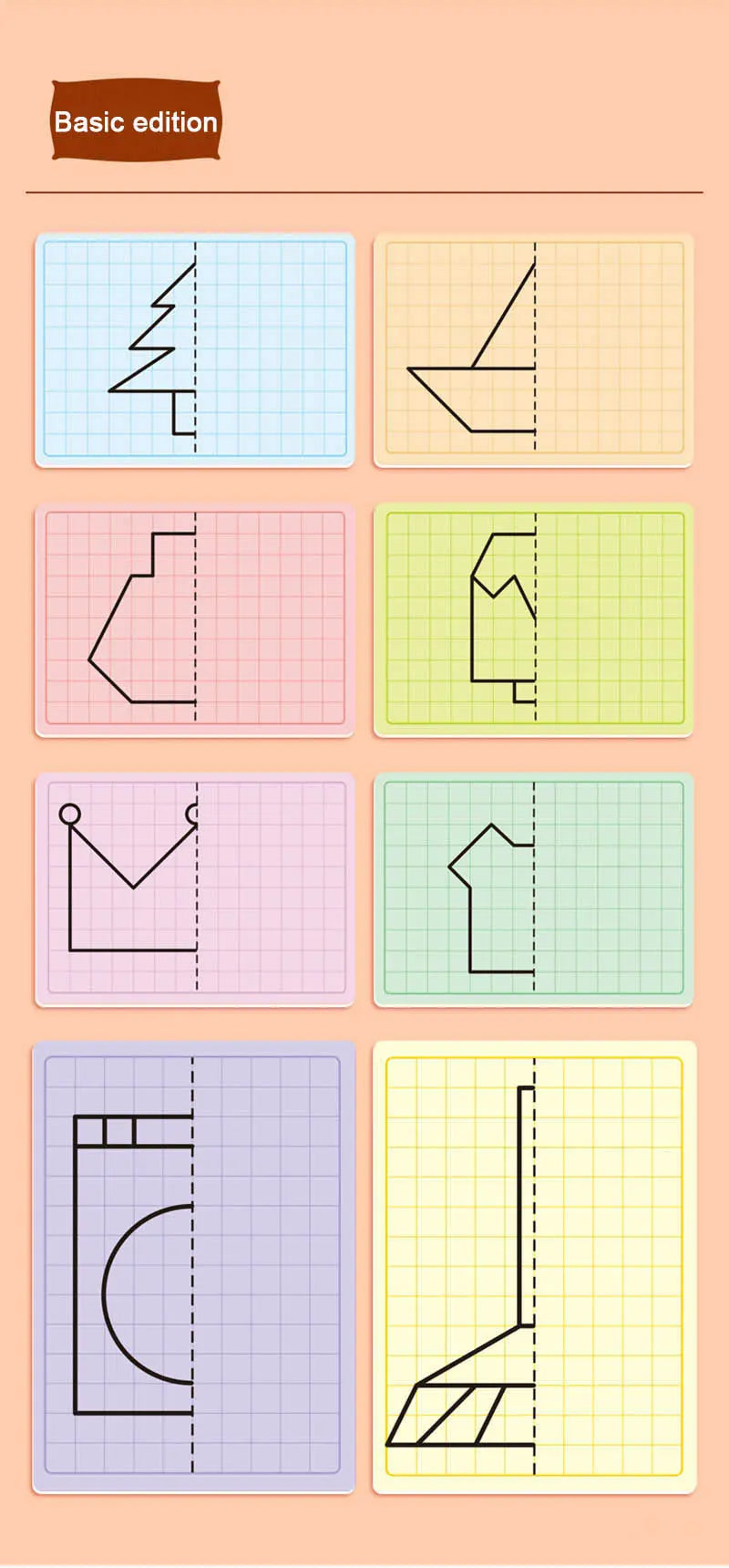 30 page children's grid symmetrical drawing toy