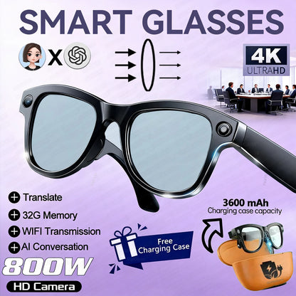 New 800W 4K HD Camera AI Smart Glasses 32G Recording