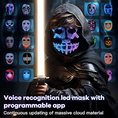 Led Mask with Voice Recognition Gesture Sensing, Light up