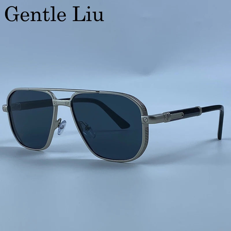 Square Punk Metal Frame Sunglasses Men Luxury Designer