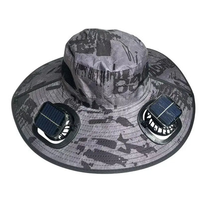 Large Size Quick Dry Bucket Hat With Solar Powered Fan USB Charging