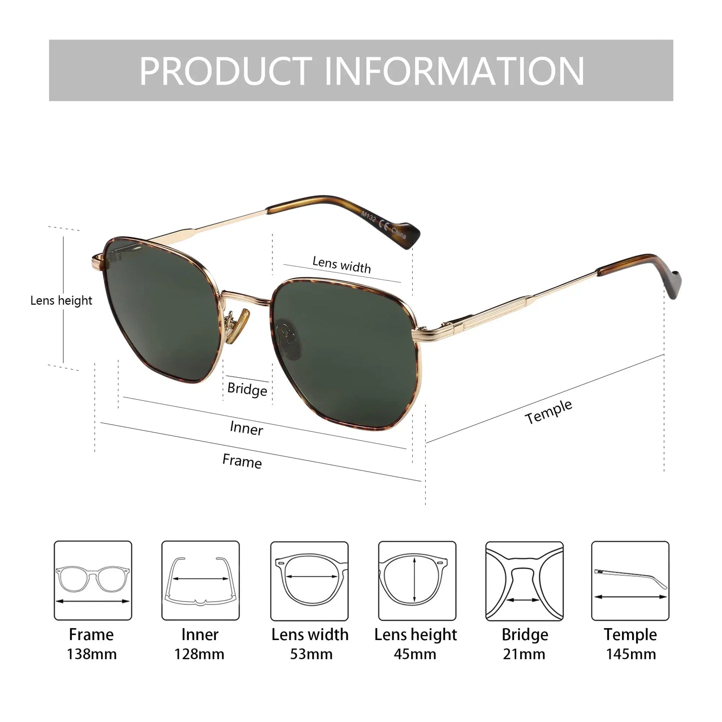 Fashion Hexagon Polarized Retro Sunglasses for Men Women-Vintage