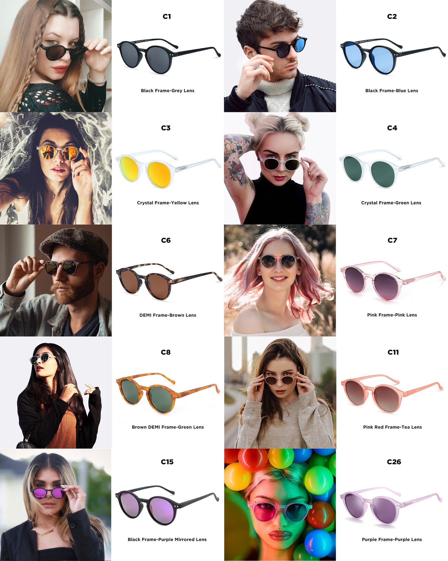 Retro Circular Polarized Sunglasses Vintage
