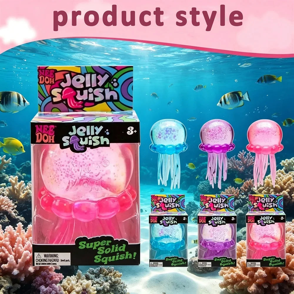 Jellyfish and Cube Squid Toys Soft Jelly Squeezing Stress