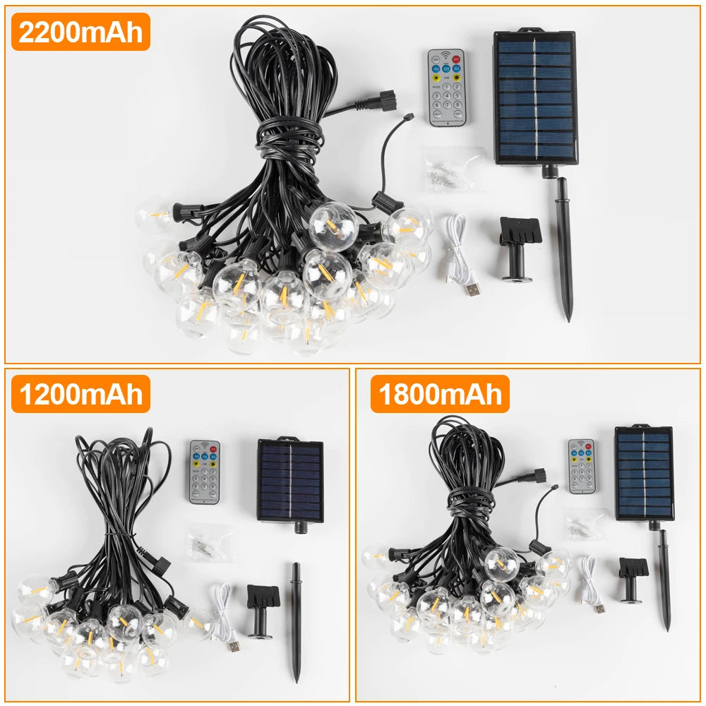 G40 Outdoor Solar String Light Garland LED Solar String Lights