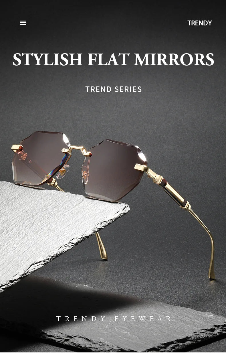 Man Woman Sunnies Fashion Unisex Rimless Sunglasses