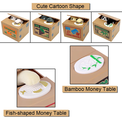 Cute Automated Panda Cat Steal Coin Bank Money Saving Box