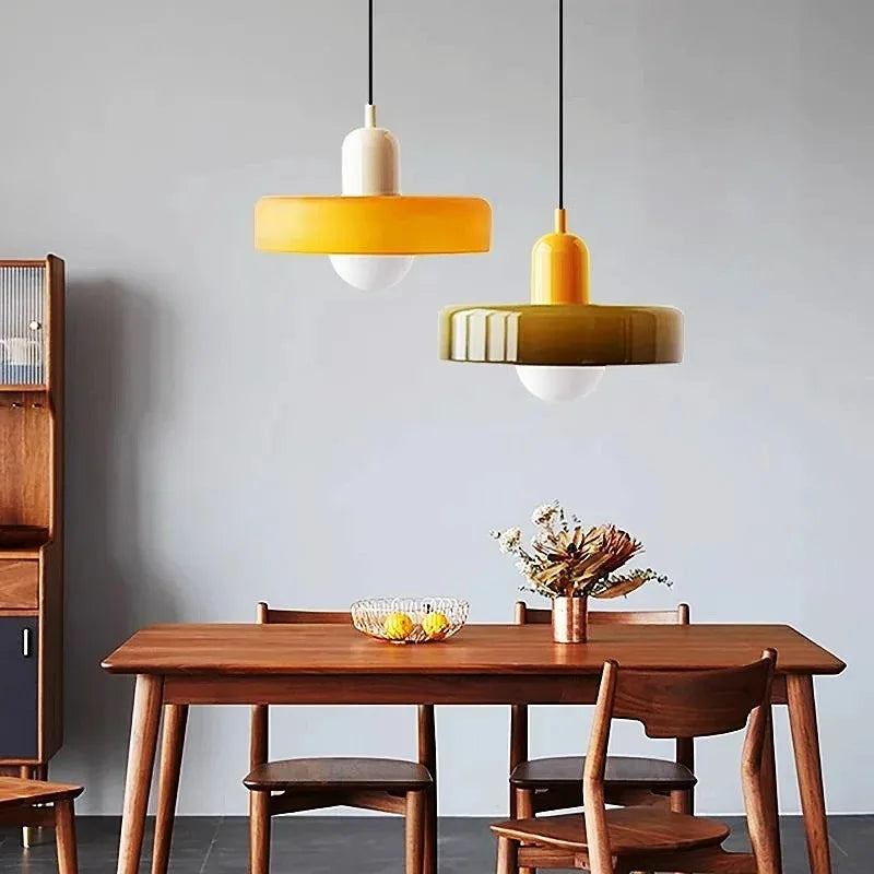 Nordic Retro Glass Pendant Lamps Indoor E27 LED Chandelier