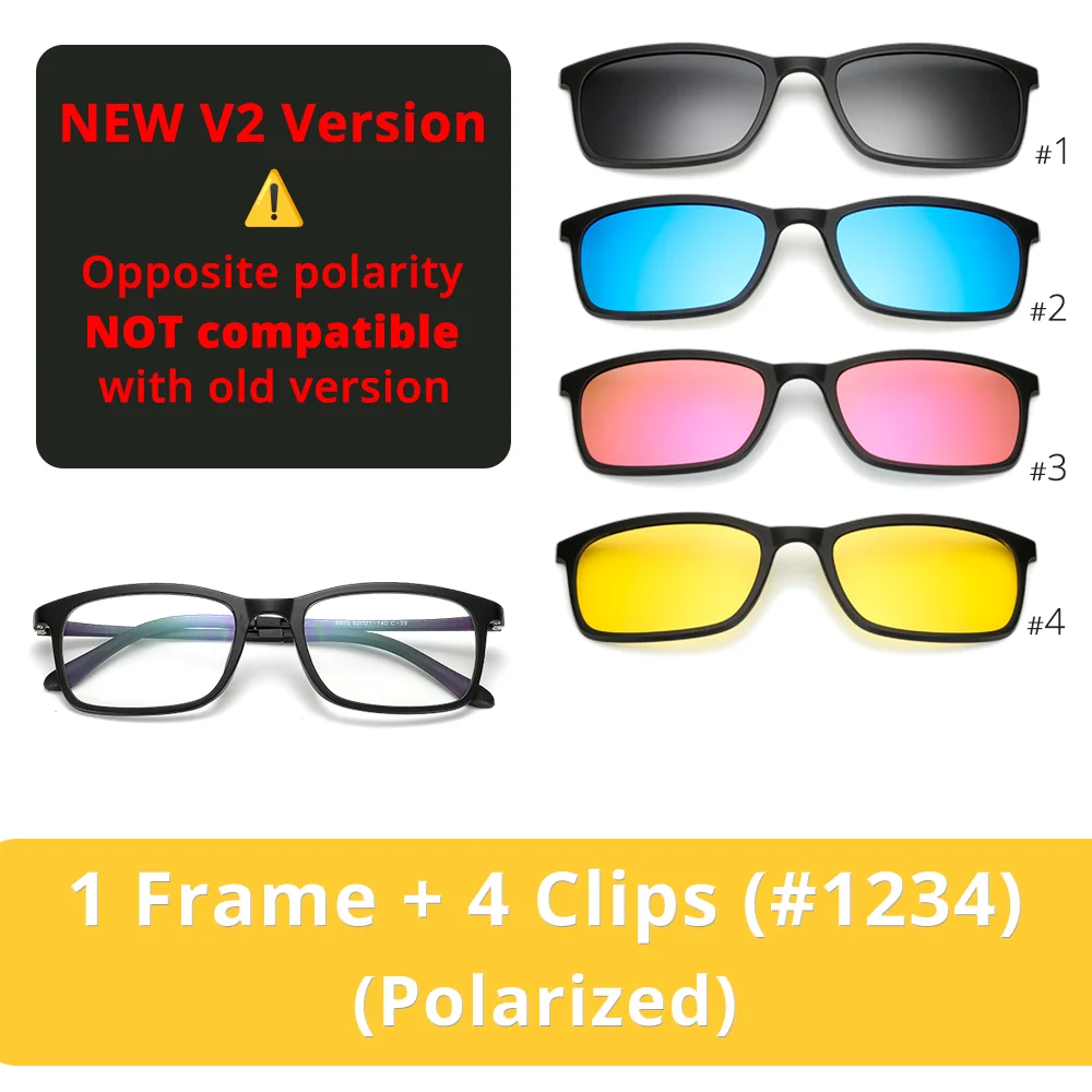 5 In 1 Magnetic Clip On Glasses TR90 Optical Eyeglass