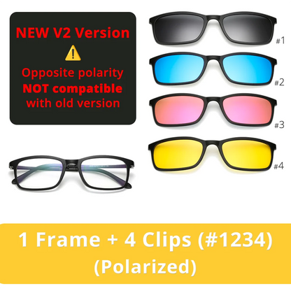 5 In 1 Magnetic Clip On Glasses TR90 Optical Eyeglass