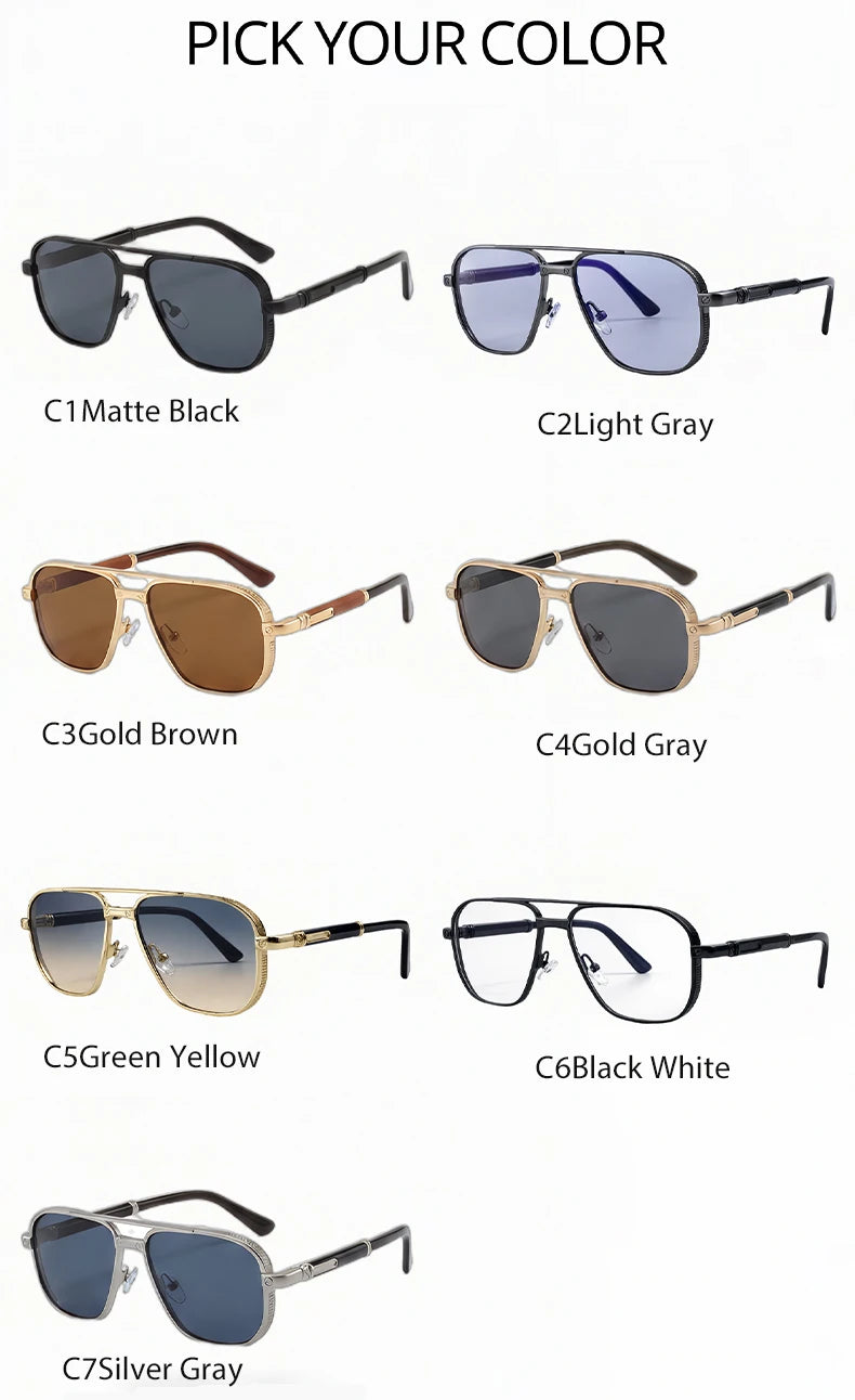 Square Punk Metal Frame Sunglasses Men Luxury Designer