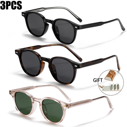Caterside Polarized Round Sunglasses Men TR Frame