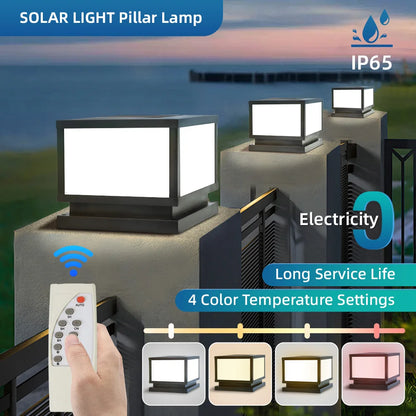 Outdoor Lighting Pillar Lights Remote Control Solar Chapiter Lamp