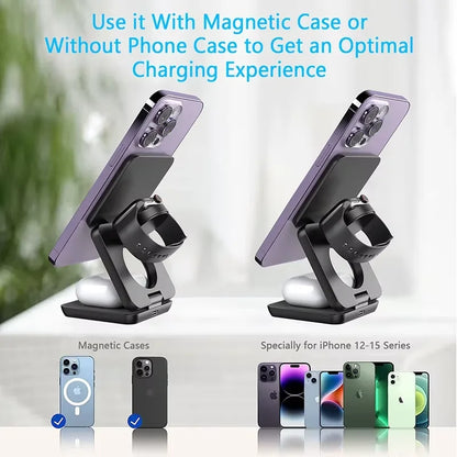 3 in 1 Wireless Charger Stand Magnetic Foldable Wireless Charging