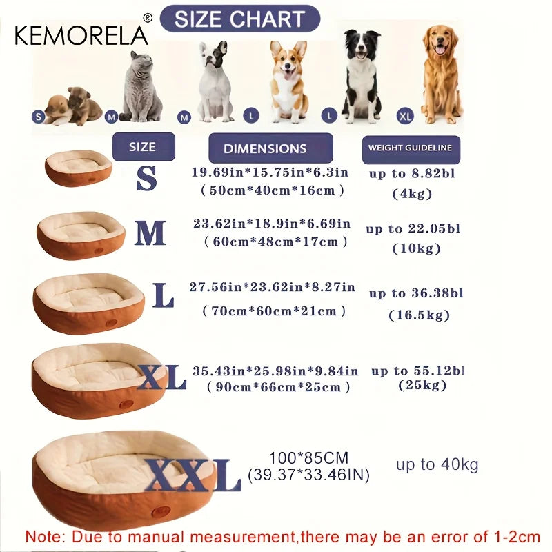 Plush Oval Pet Bed for Thickened machine Washable