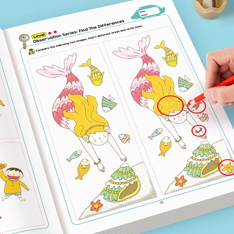 Hidden Differences Activity Book Contains 32 Interactive Observation