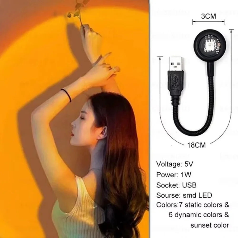 USB Room Photo Atmosphere Light Sunset Projection Lamp