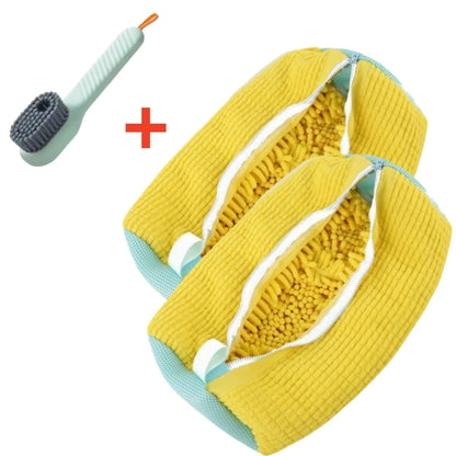 Shoe Washing Machine Bag with Liquid Shoe Brush Set
