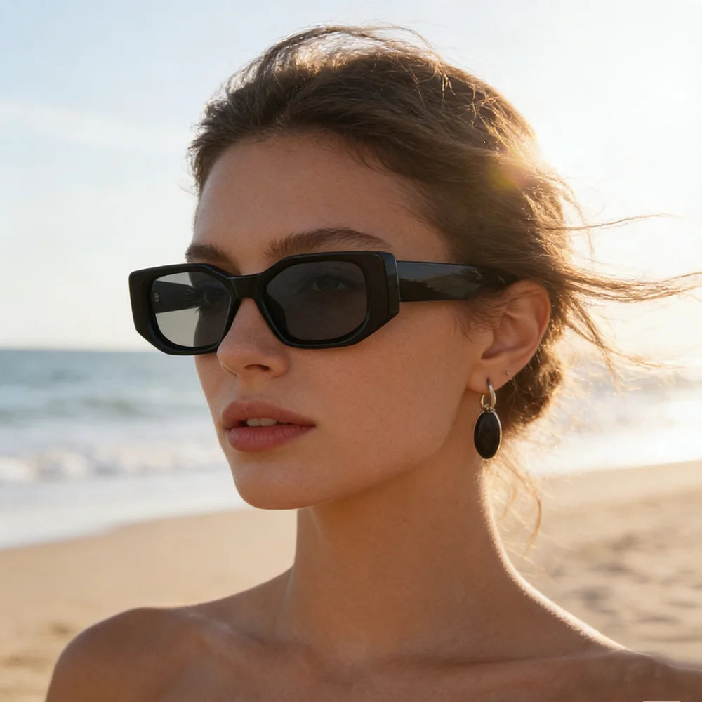 New Black Classic Retro Designer Branded Concave Sunglasses
