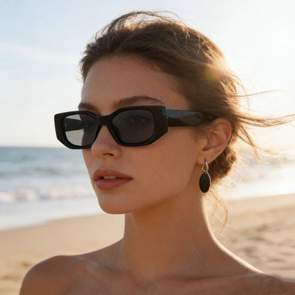 New Black Classic Retro Designer Branded Concave Sunglasses
