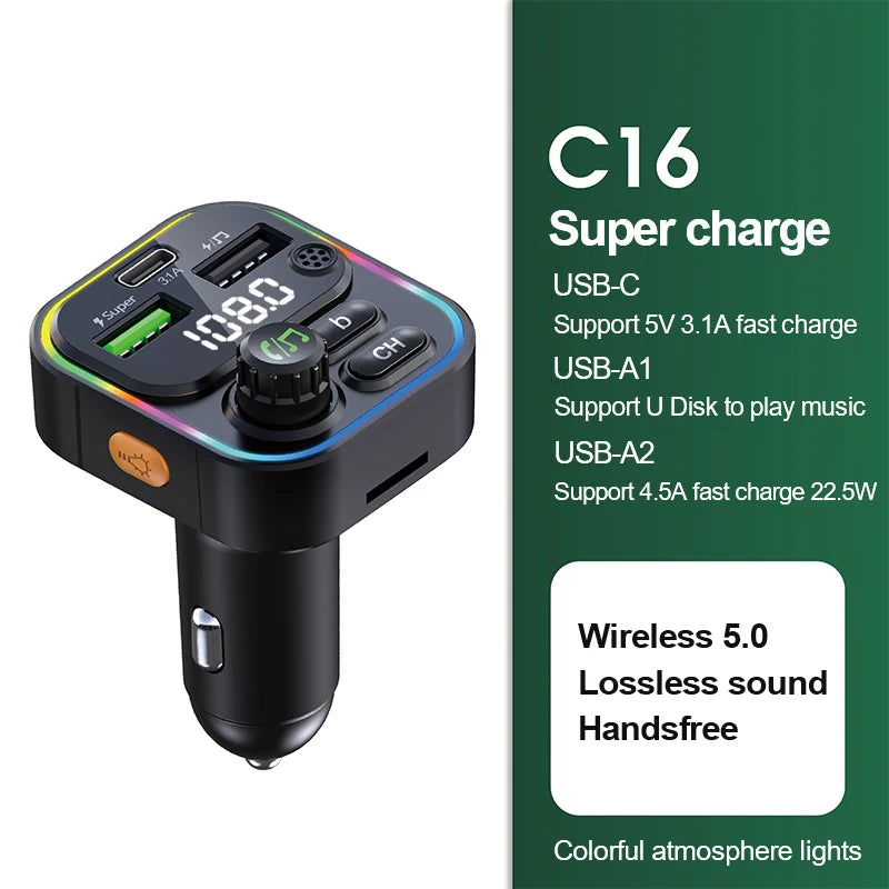 Bluetooth 5.0 FM Transmitter Handsfree Car Radio Modulator