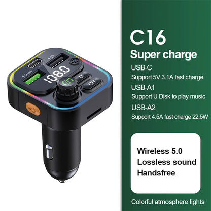 Bluetooth 5.0 FM Transmitter Handsfree Car Radio Modulator