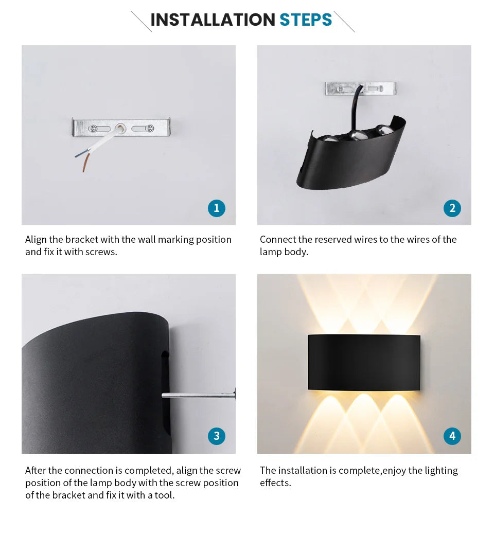 Led Wall Lamp Waterproof IP66 Up And Down Lighting Garden Decoration